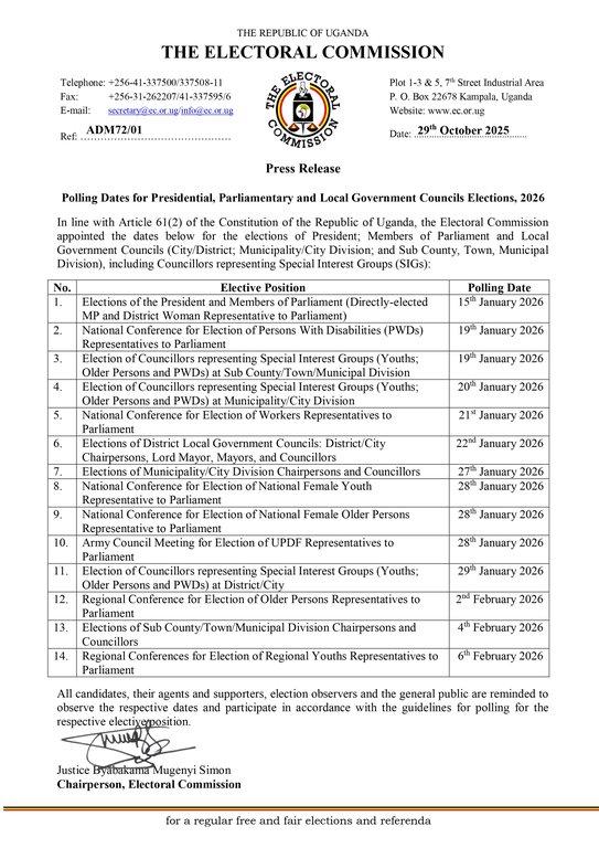 Polling dates for Presidential, Parliamentary and Local Government Councils Elections - Cover Image